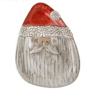 Adorable MudWorks Christmas Holiday Santa Ceramic Pottery Dessert Tray/Plate EuC